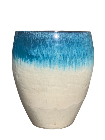 Doniczka ceramiczna Posejdon - biało-niebieska