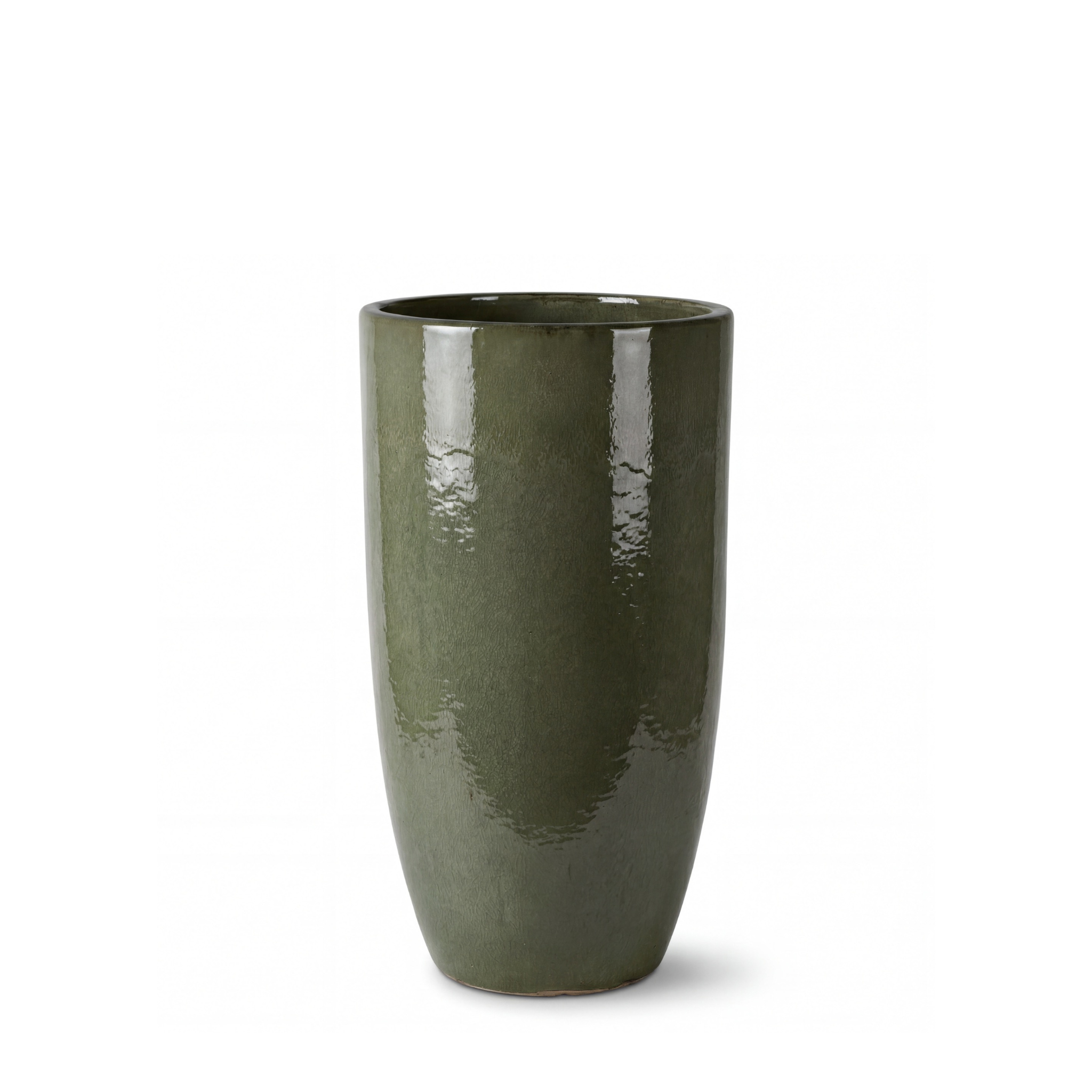 Wysoka doniczka ceramiczna Eiffel2 - Khaki, ręcznie wykonywana - XXL (37 x 70 cm)