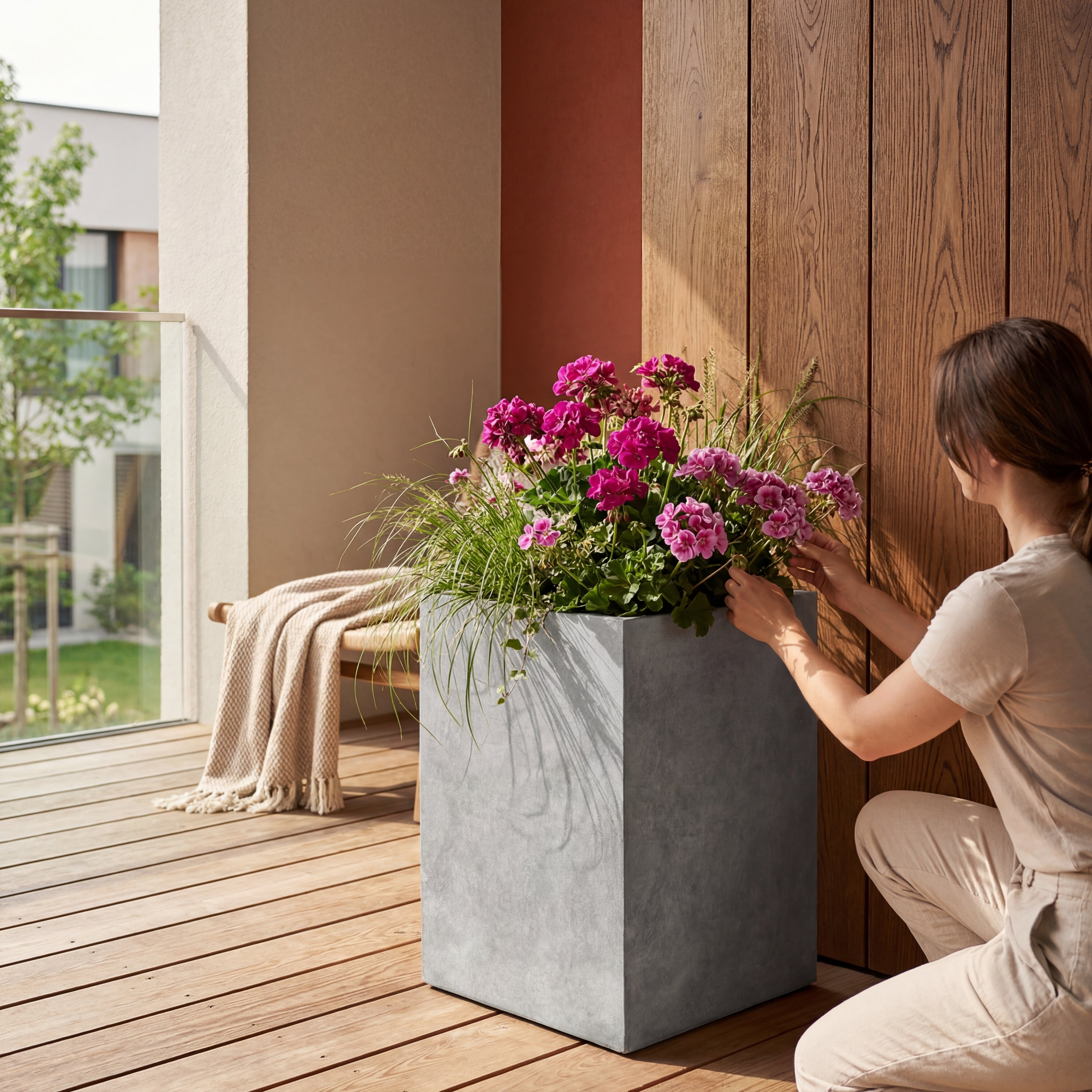 Betonový květináč KUBIX - doplňující náhled