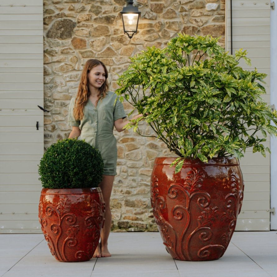 Ceramiczna doniczka Gaia - Jesienna pomarańcza - Provencelia.cz