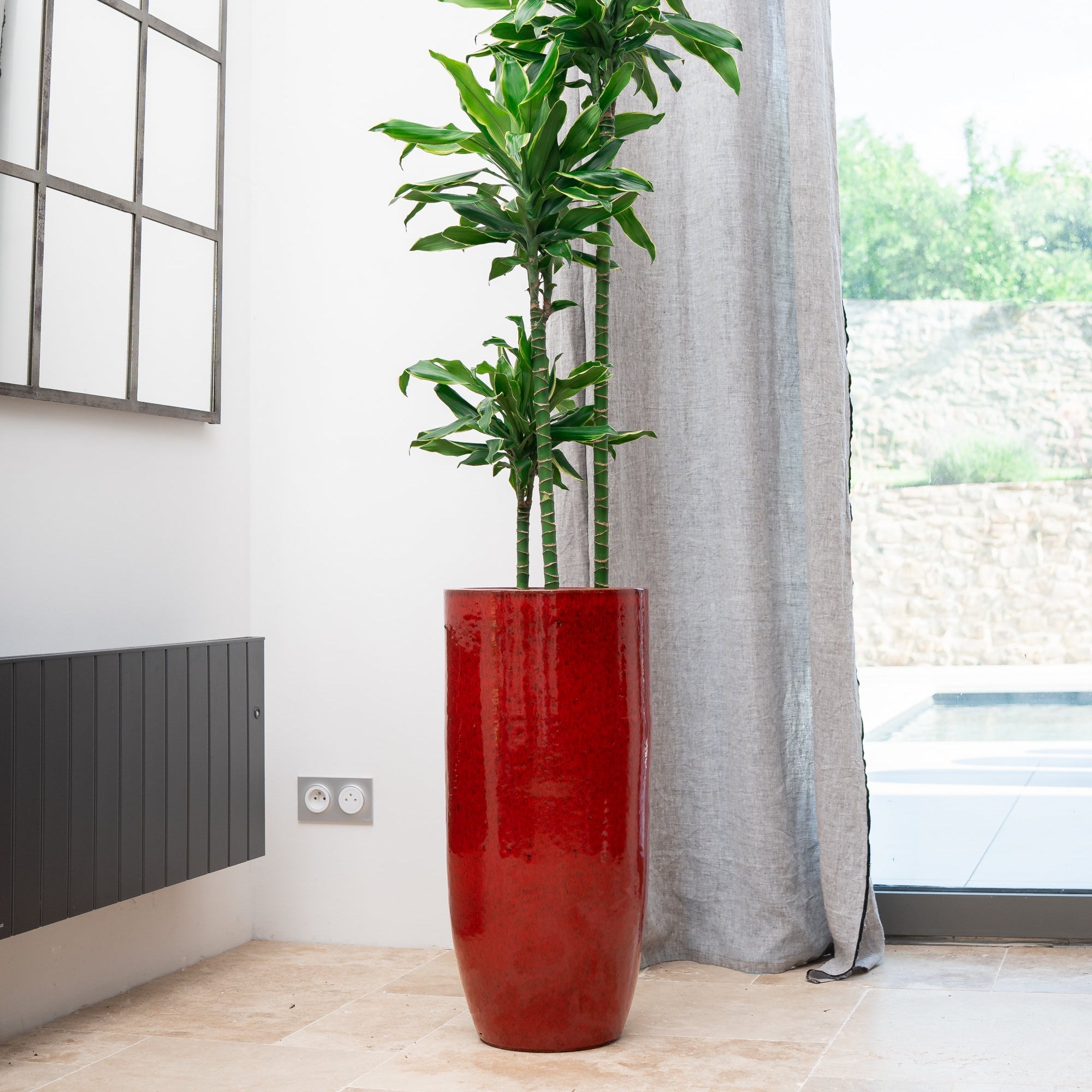 Keramicky květináč Athena - Tropická červená