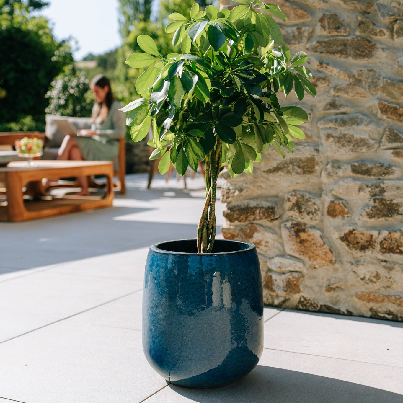 Doniczka ceramiczna SOCRATE - błękit błękitny