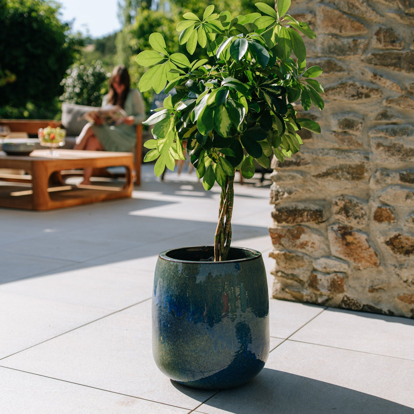 Doniczka ceramiczna SOCRATE - błękit błękitny