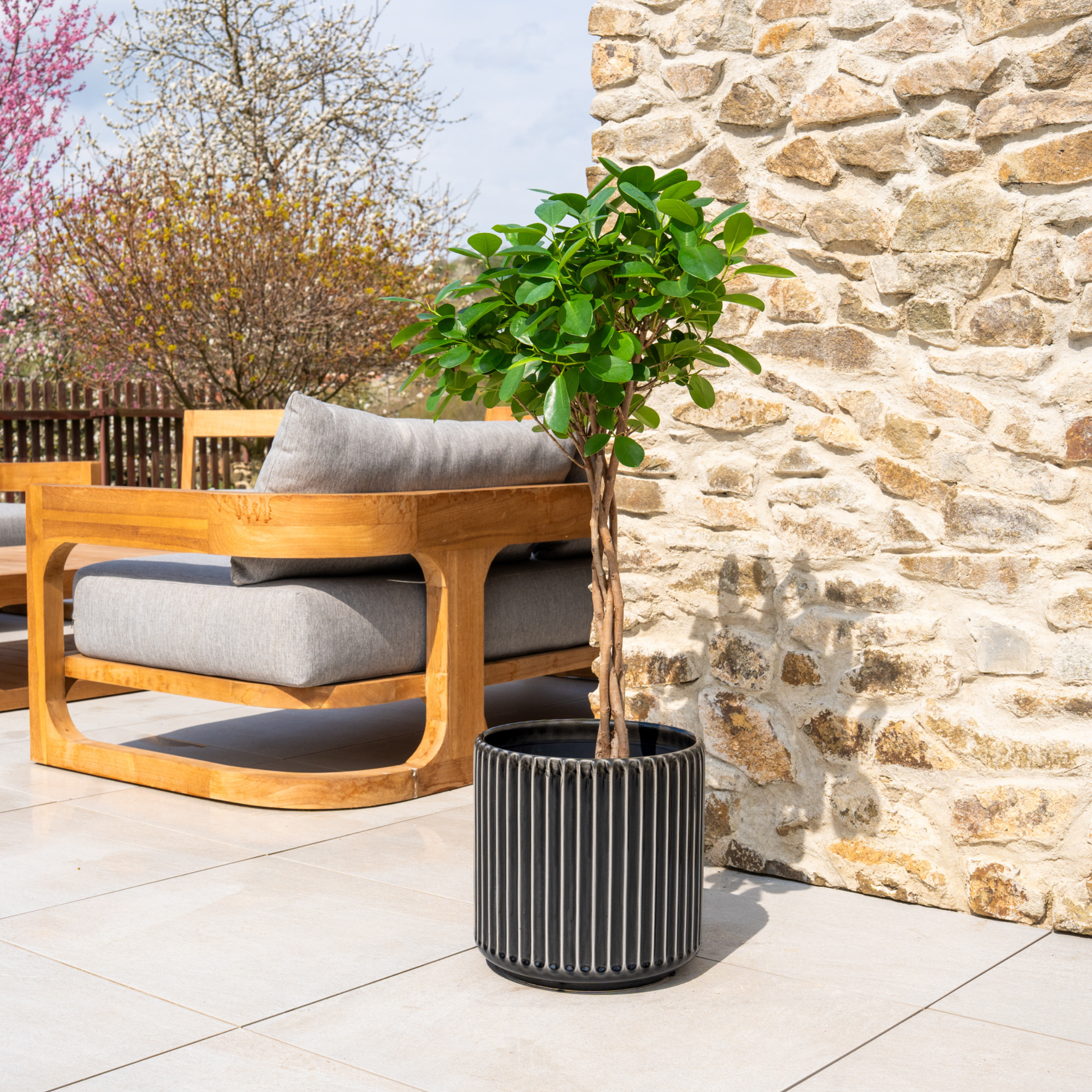 Ceramiczna doniczka LONDON szara — XXL, ręcznie wykonywana | Provencelia