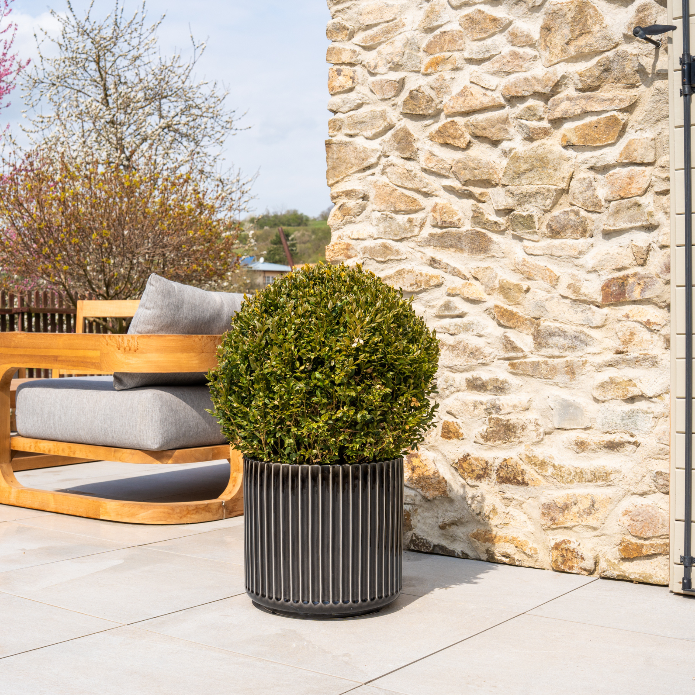 Doniczka ceramiczna LONDON szara — ręcznie wykonywana, mrozoodporna | Provencelia