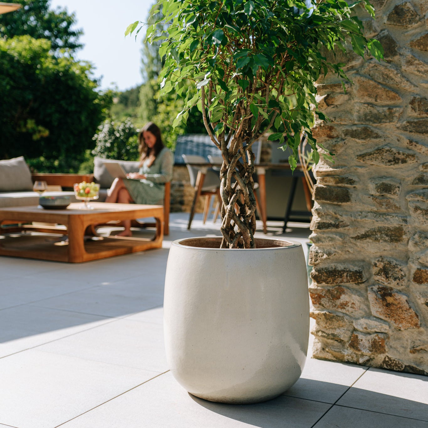 Doniczka ceramiczna SOCRATE - kremowa