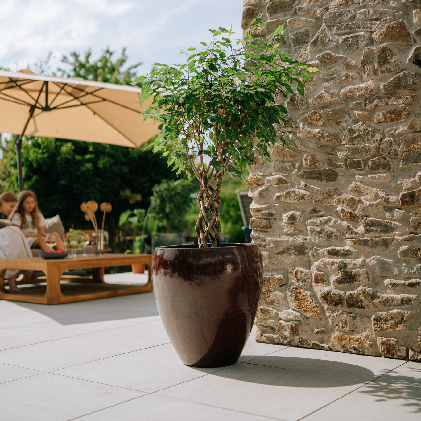 Doniczka ceramiczna LAFONTAINE - ceglastoczerwona