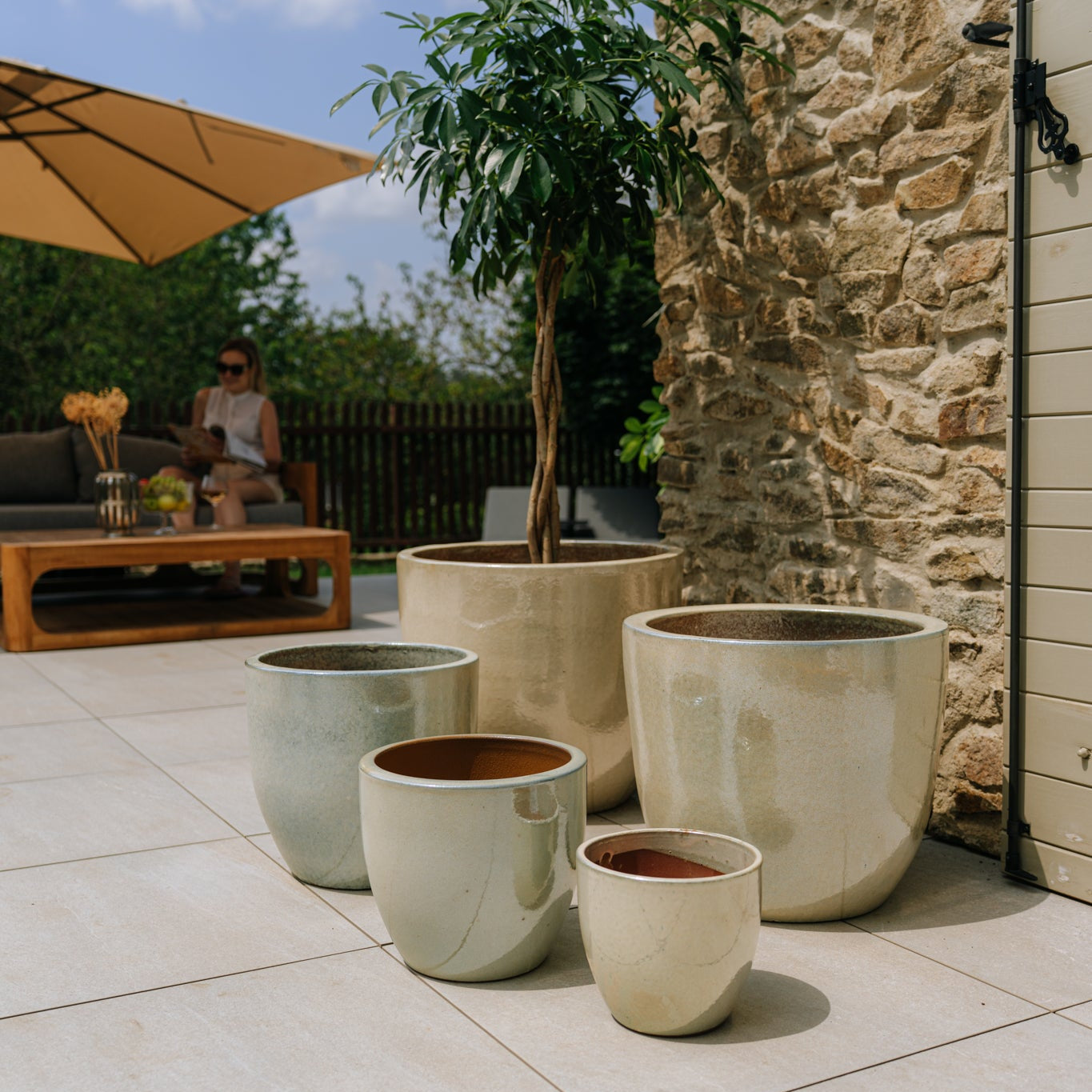 Doniczka ceramiczna LANCELOT - Perłowa