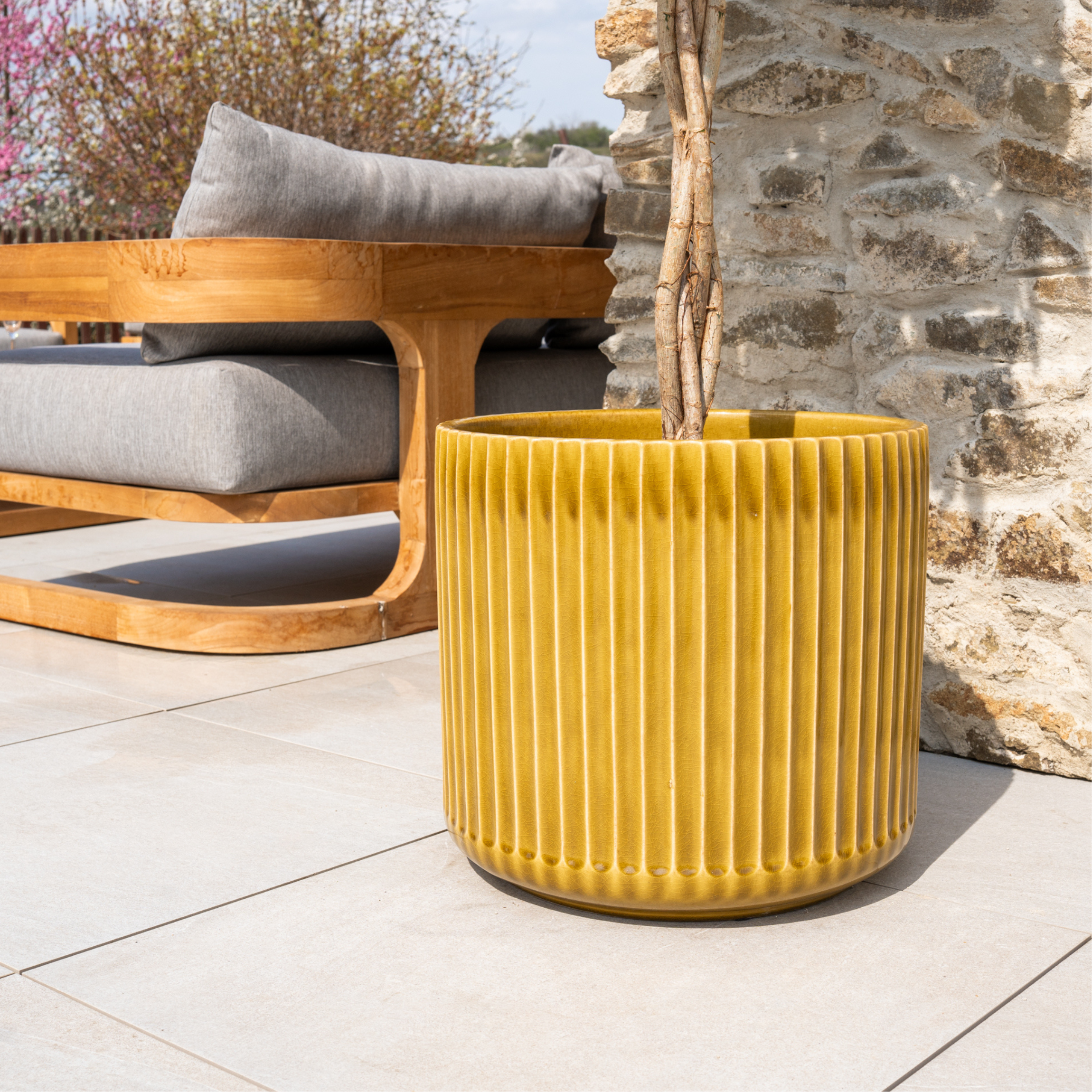 Ceramiczna doniczka Londyn - Żółta