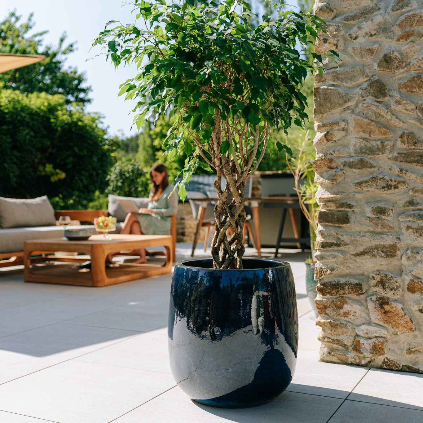 Doniczka ceramiczna SOCRATE - Morski błękit