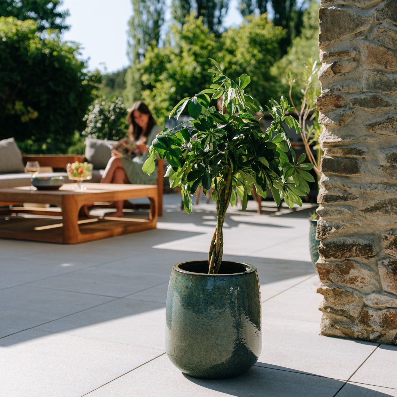 Doniczka ceramiczna SOCRATE - stalowoniebieska