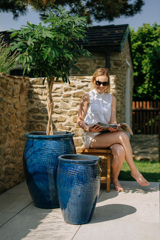 Doniczka ceramiczna Posejdon - błękit błękitny