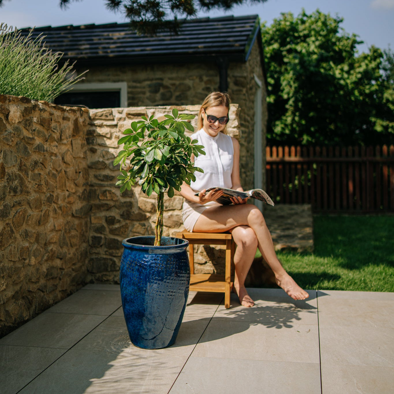 Doniczka ceramiczna Posejdon - błękit błękitny