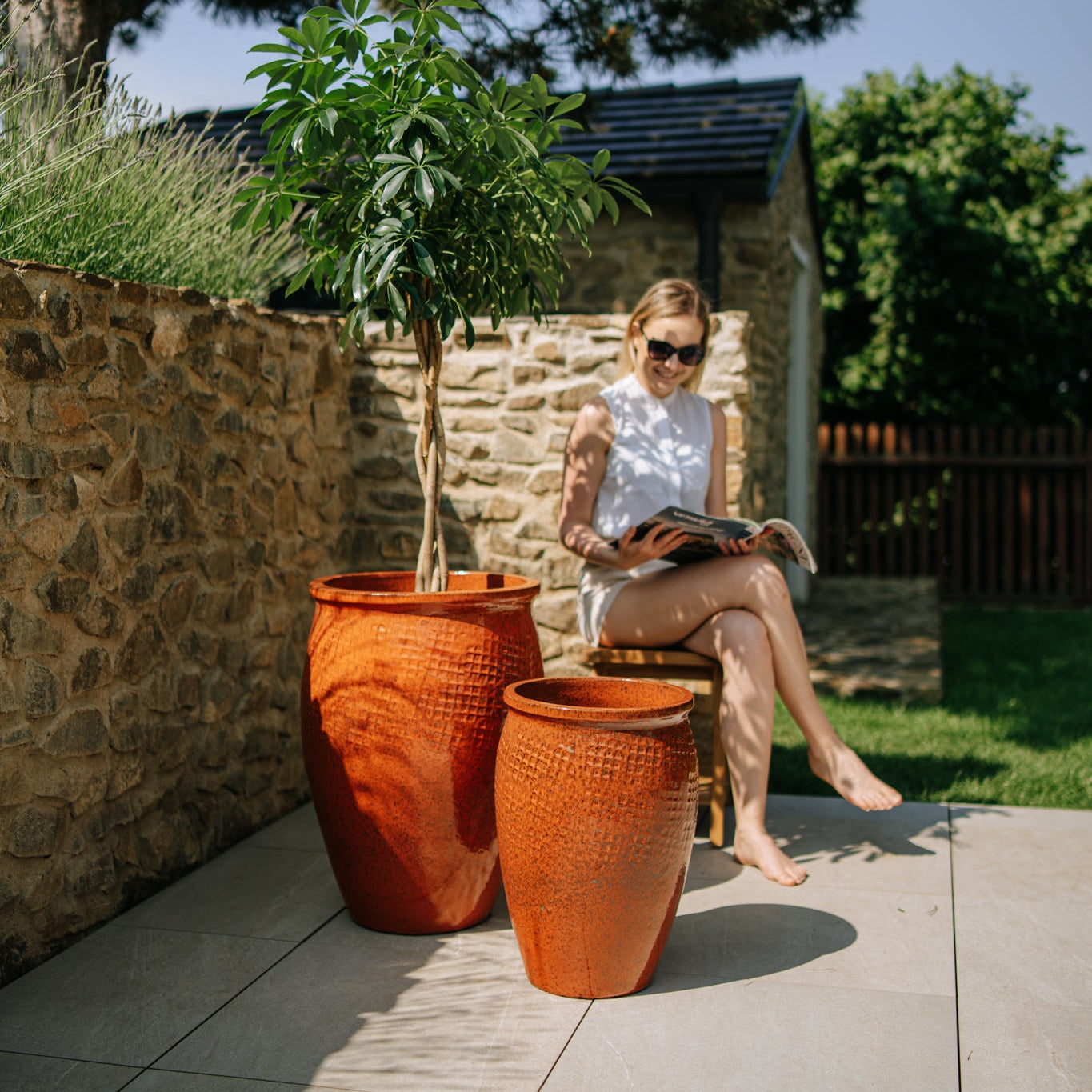 Ceramiczna doniczka Posejdon - Jesienna Pomarańcza