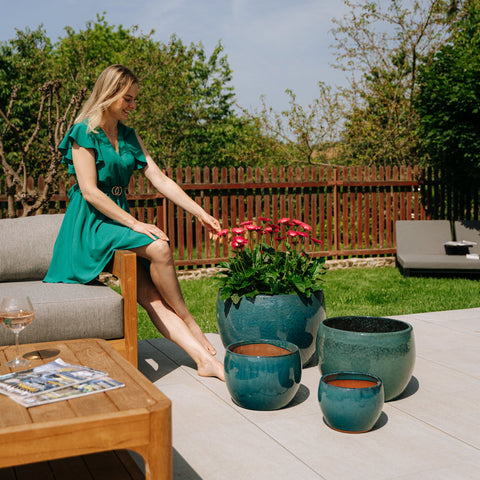 Doniczka ceramiczna Romulus - błękit błękitny