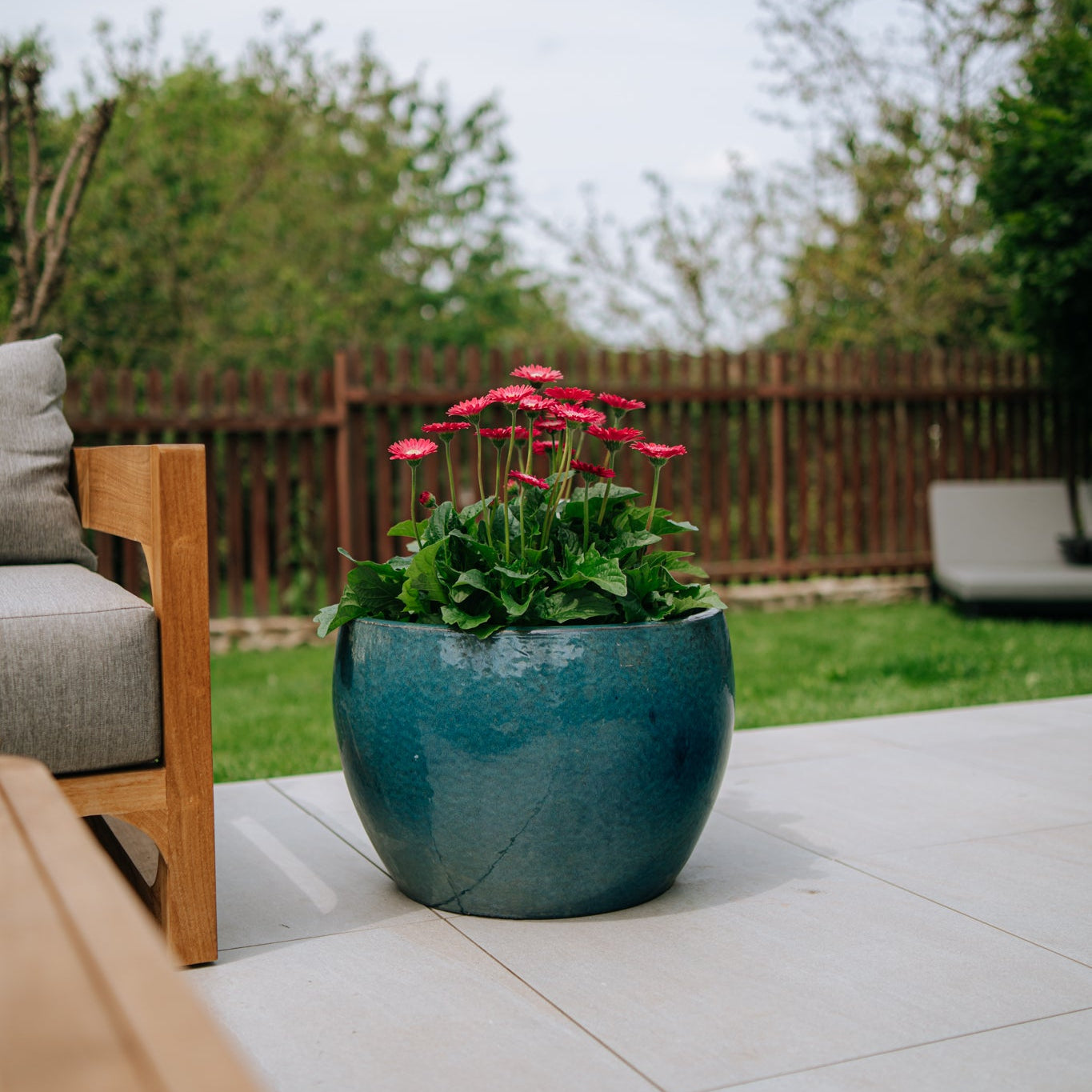 Doniczka ceramiczna Romulus - błękit błękitny