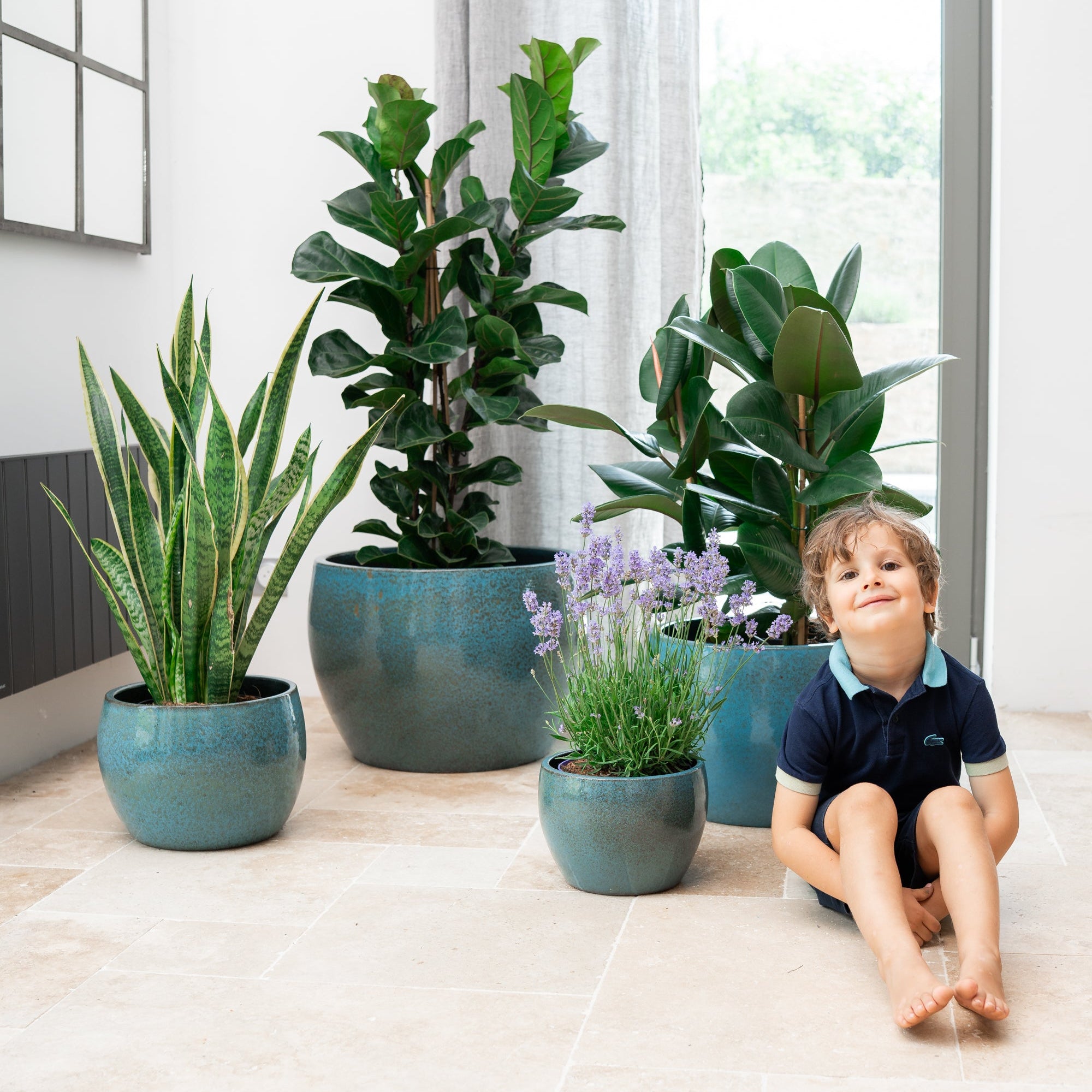 Ceramiczna doniczka Romulus - stalowoniebieska