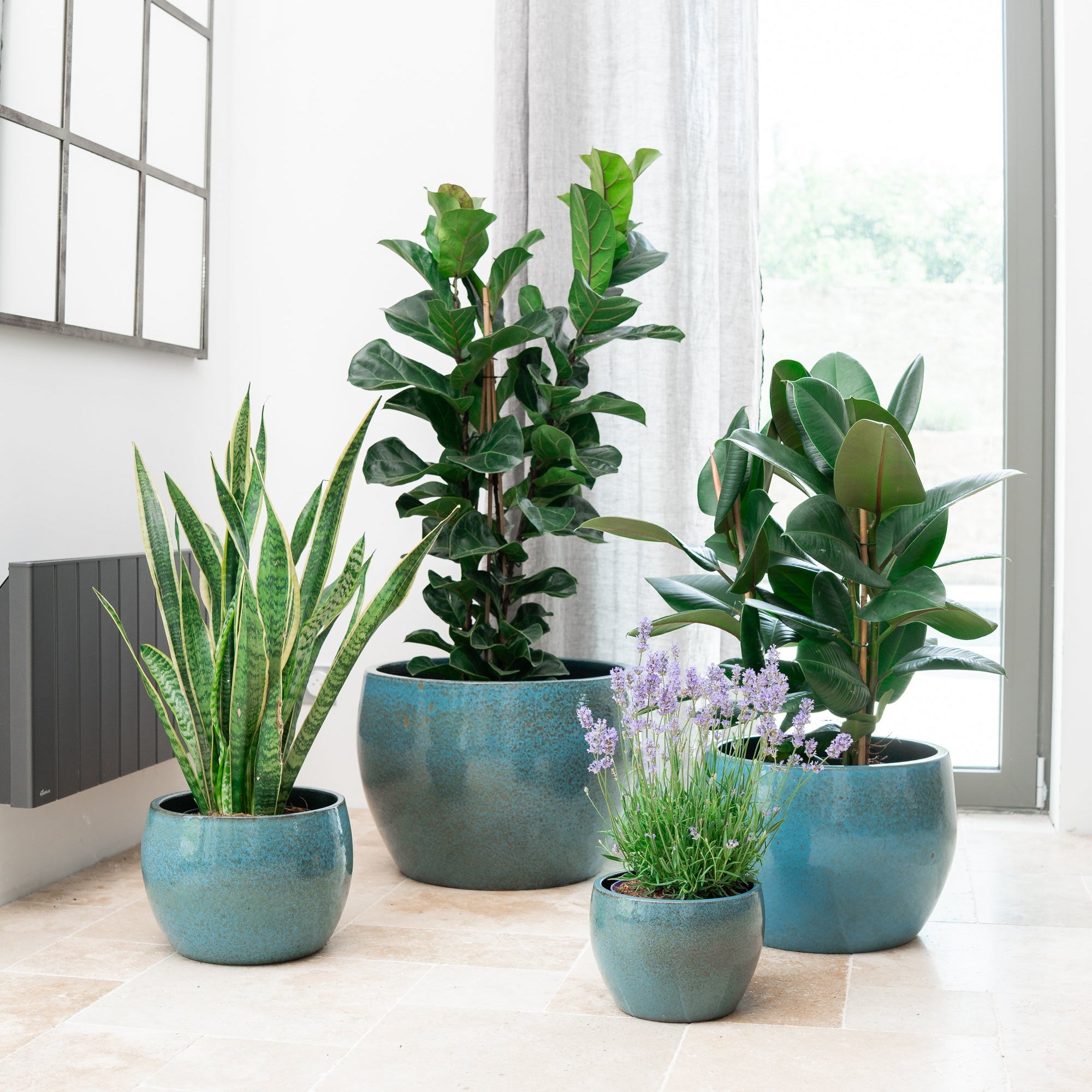 Ceramiczna doniczka Romulus - stalowoniebieska