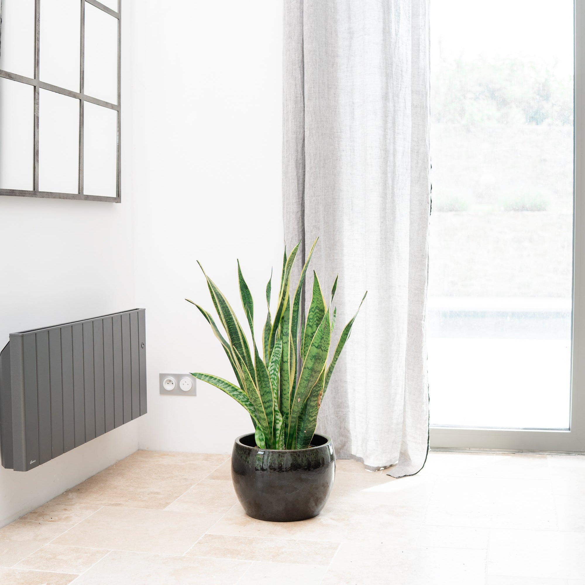 Doniczka ceramiczna Romulus - zielono-czarna