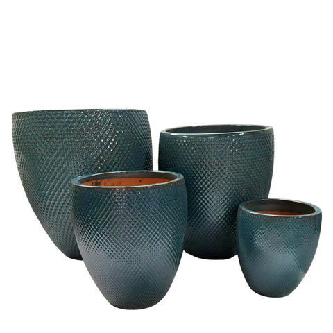 Doniczka ceramiczna Signac - Petrol blue