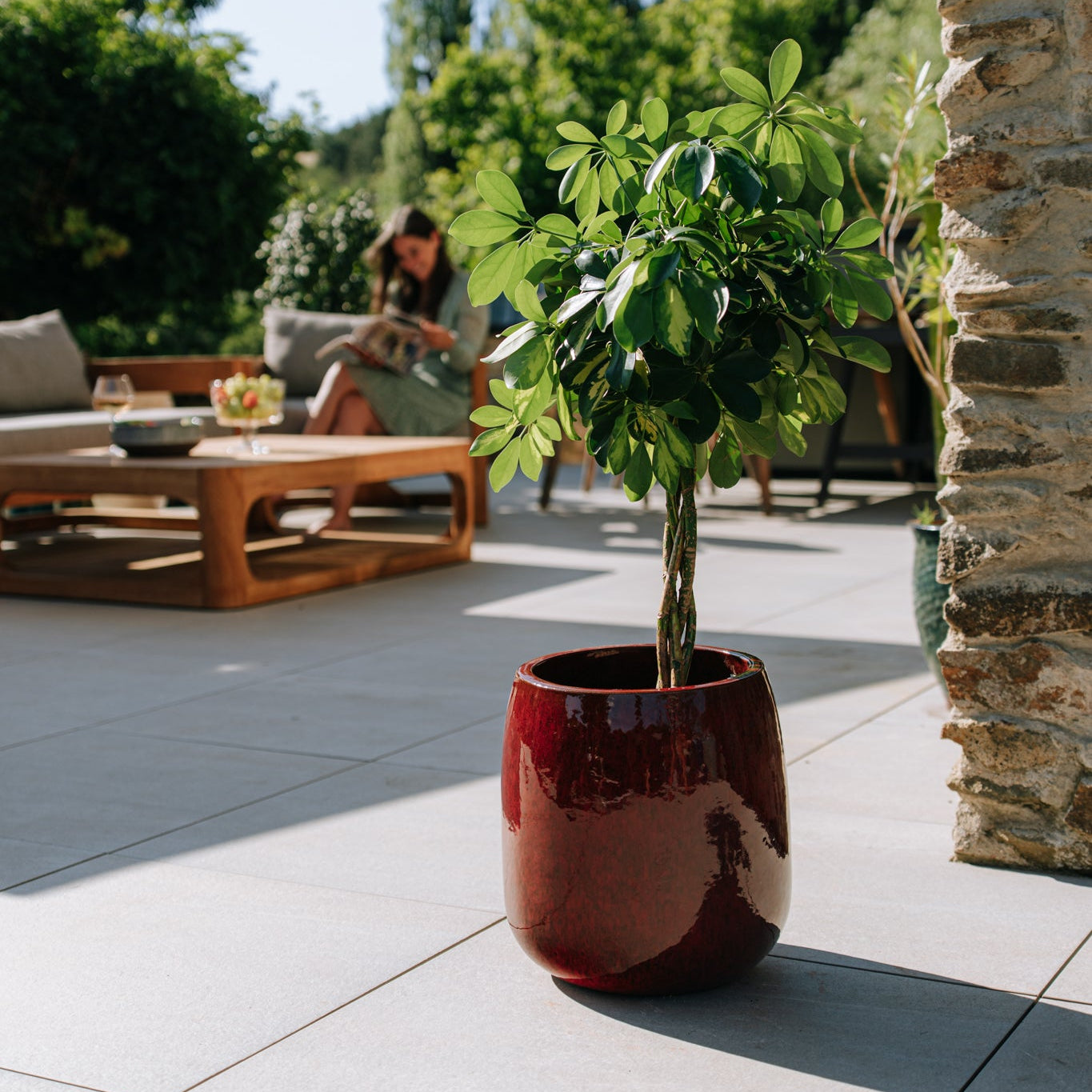 Doniczka ceramiczna SOCRATE - Tropikalna czerwień