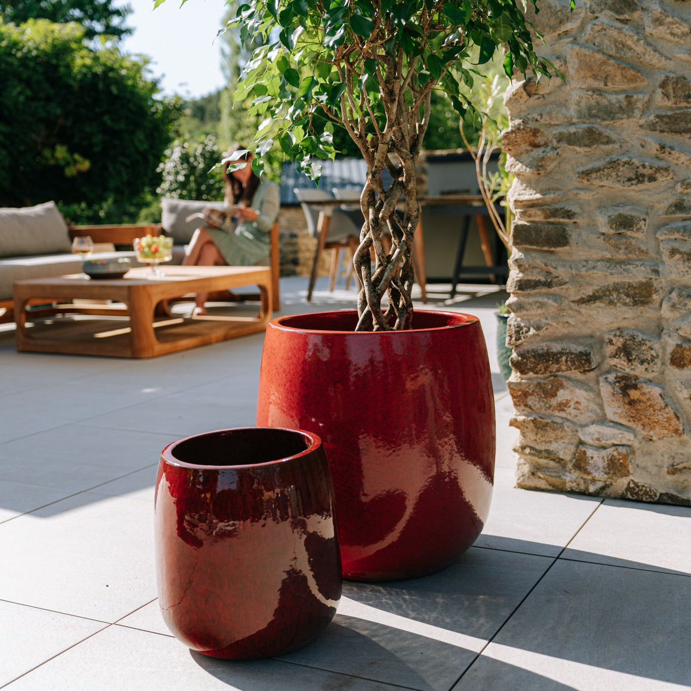 Doniczka ceramiczna SOCRATE - Tropikalna czerwień