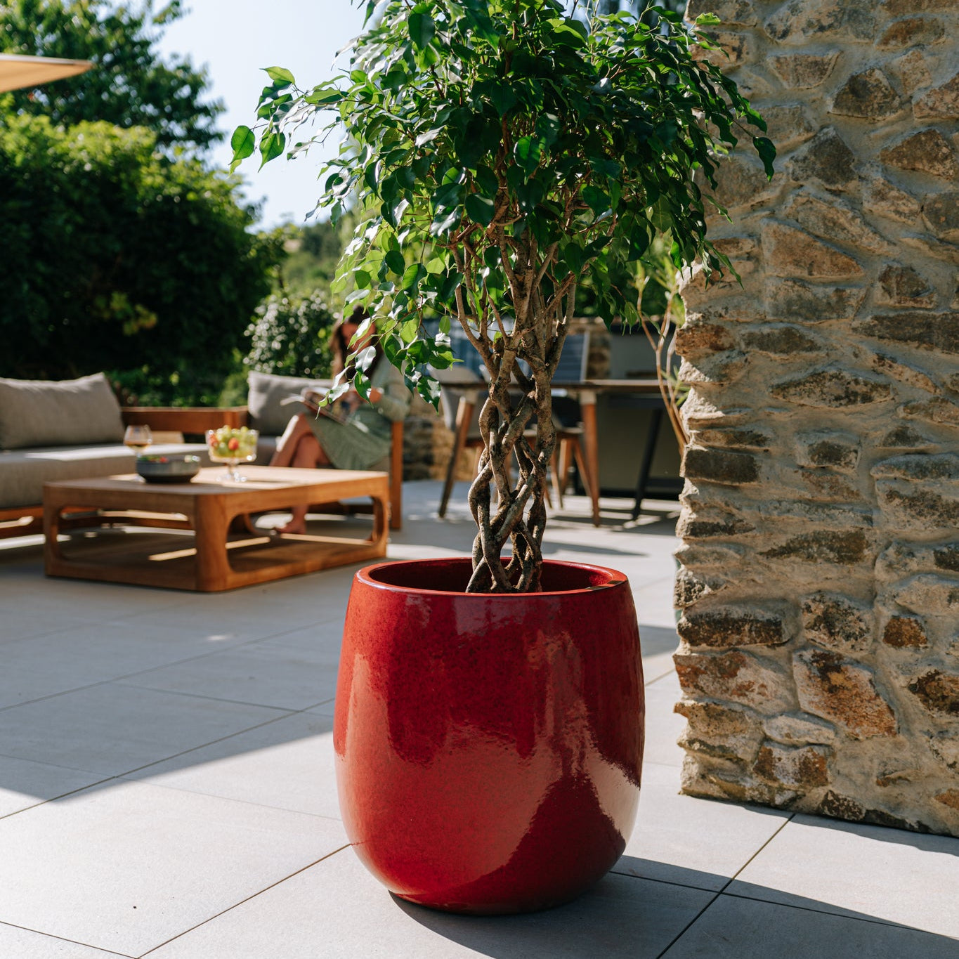 Doniczka ceramiczna SOCRATE - Tropikalna czerwień