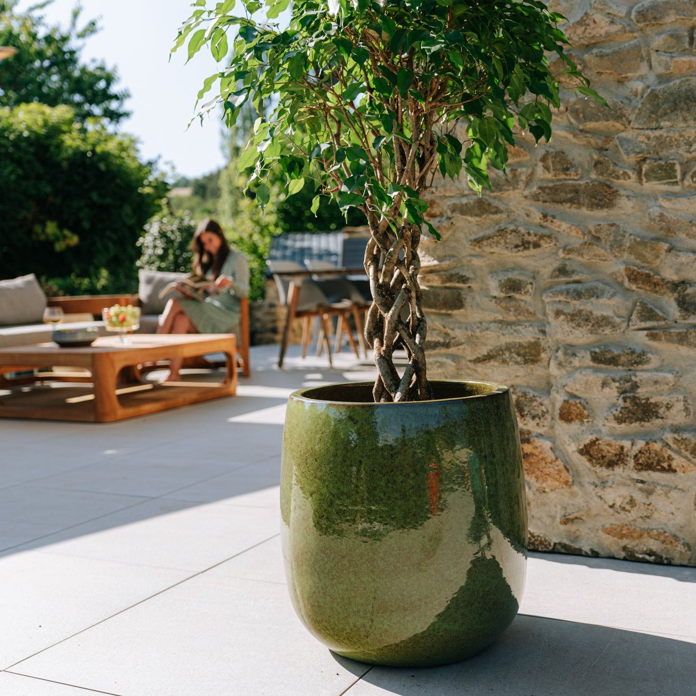 Doniczka ceramiczna SOCRATE - Tropikalna zieleń