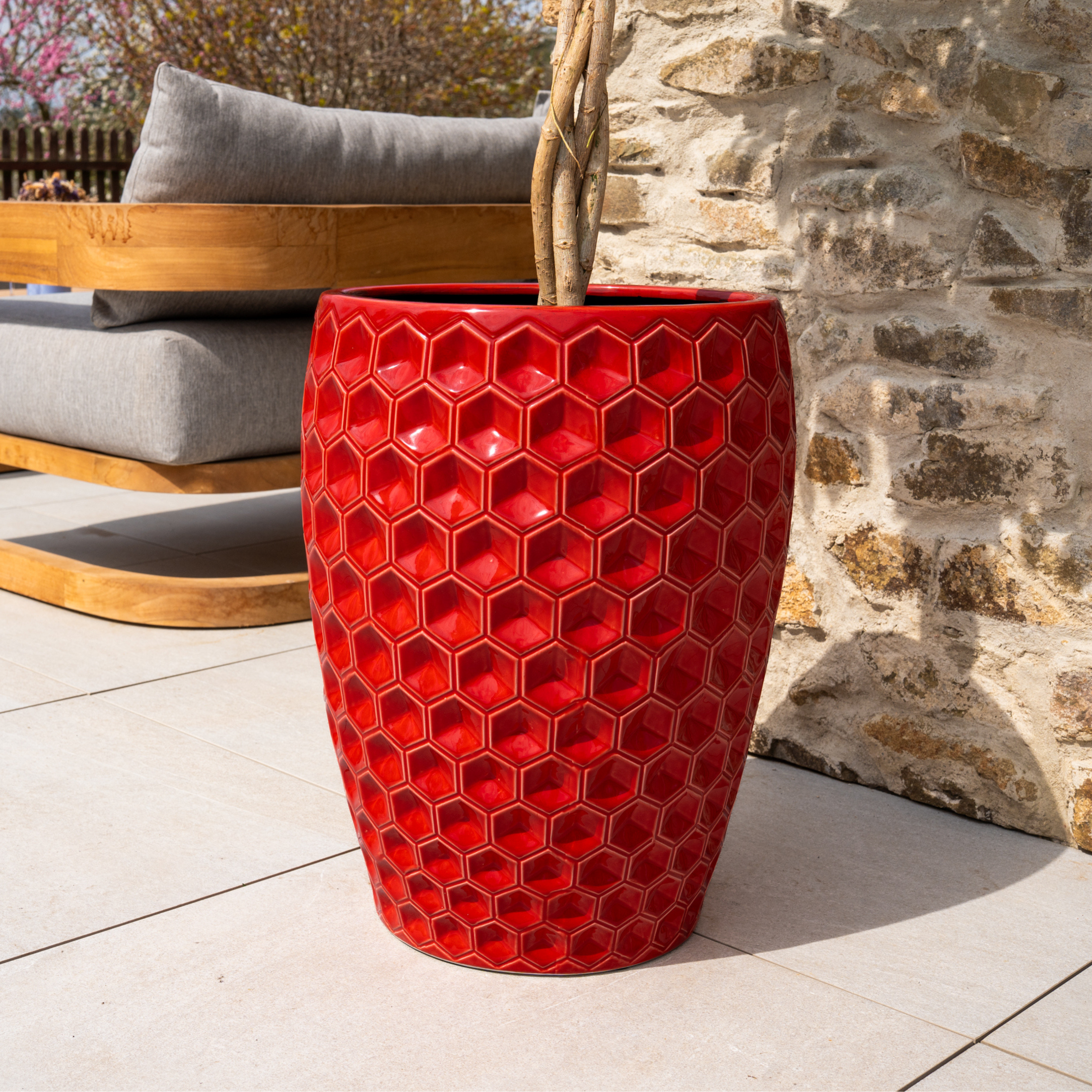Provencelia VERSAILLE czerwona — doniczka ceramiczna ręcznie wykonywana, mrozoodporna