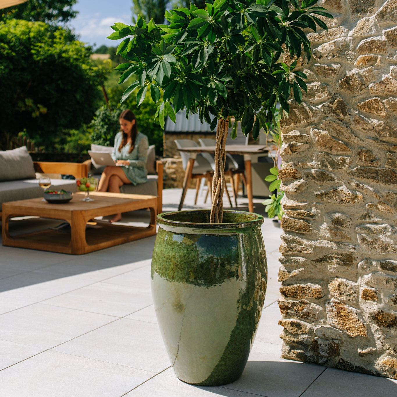 Doniczka ceramiczna BACCHUS - Tropikalna zieleń