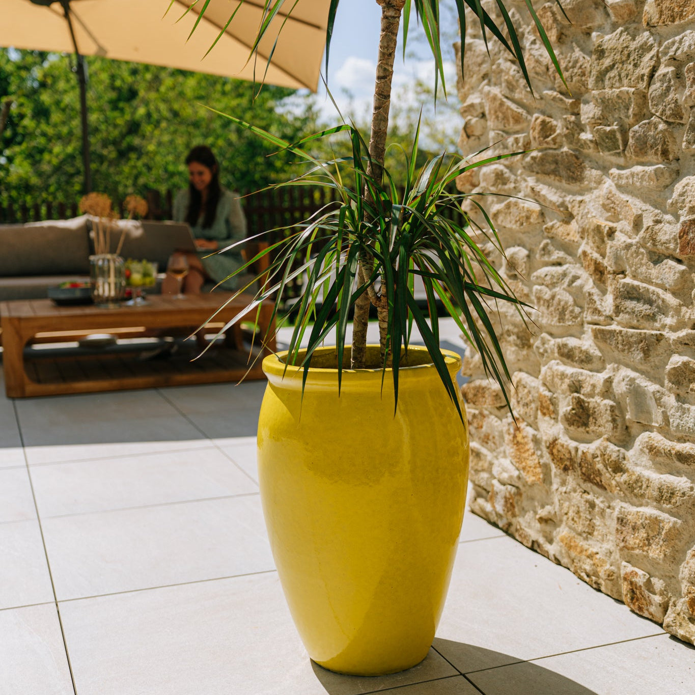 Doniczka ceramiczna BACCHUS - żółta