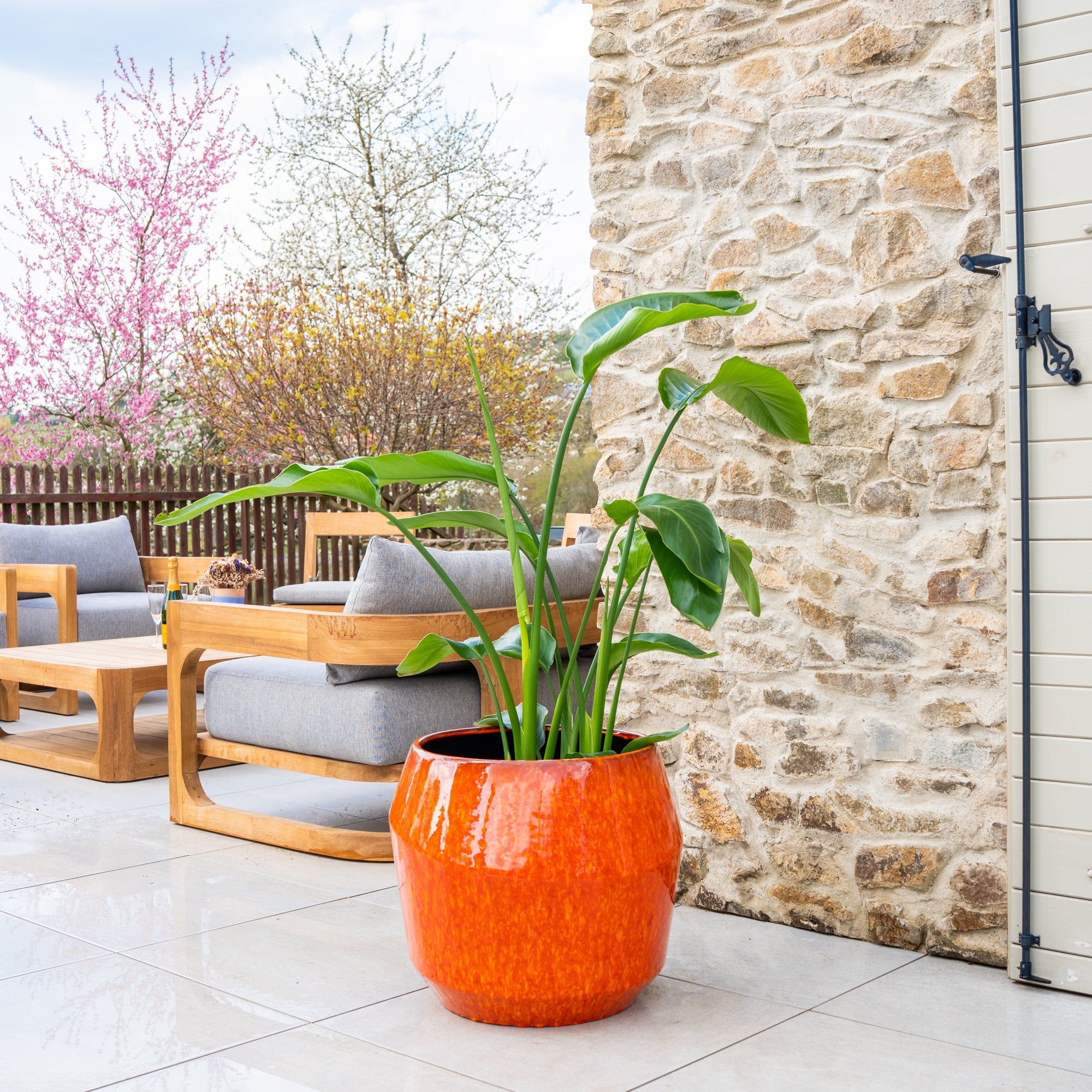 Ceramiczna doniczka Monako - Pomarańczowa