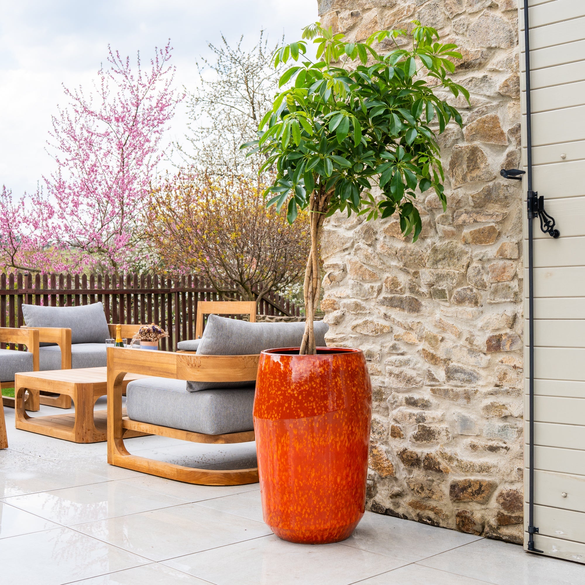 Ceramiczna doniczka Monako - Pomarańczowa