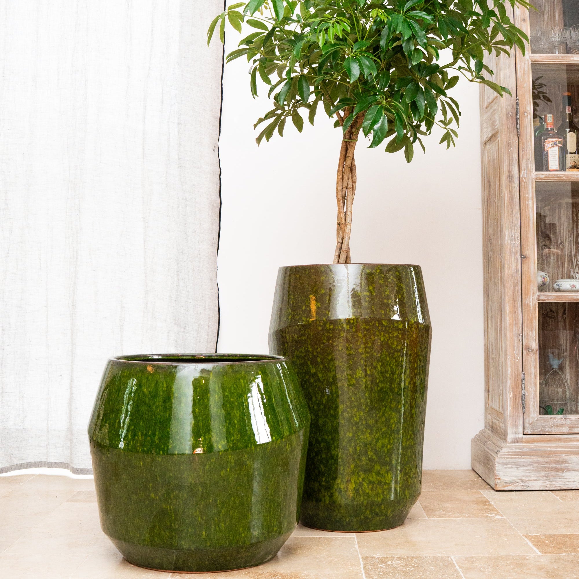 Doniczka MONACO Zelený – ręcznie robiona ceramika, XXL do 68 cm