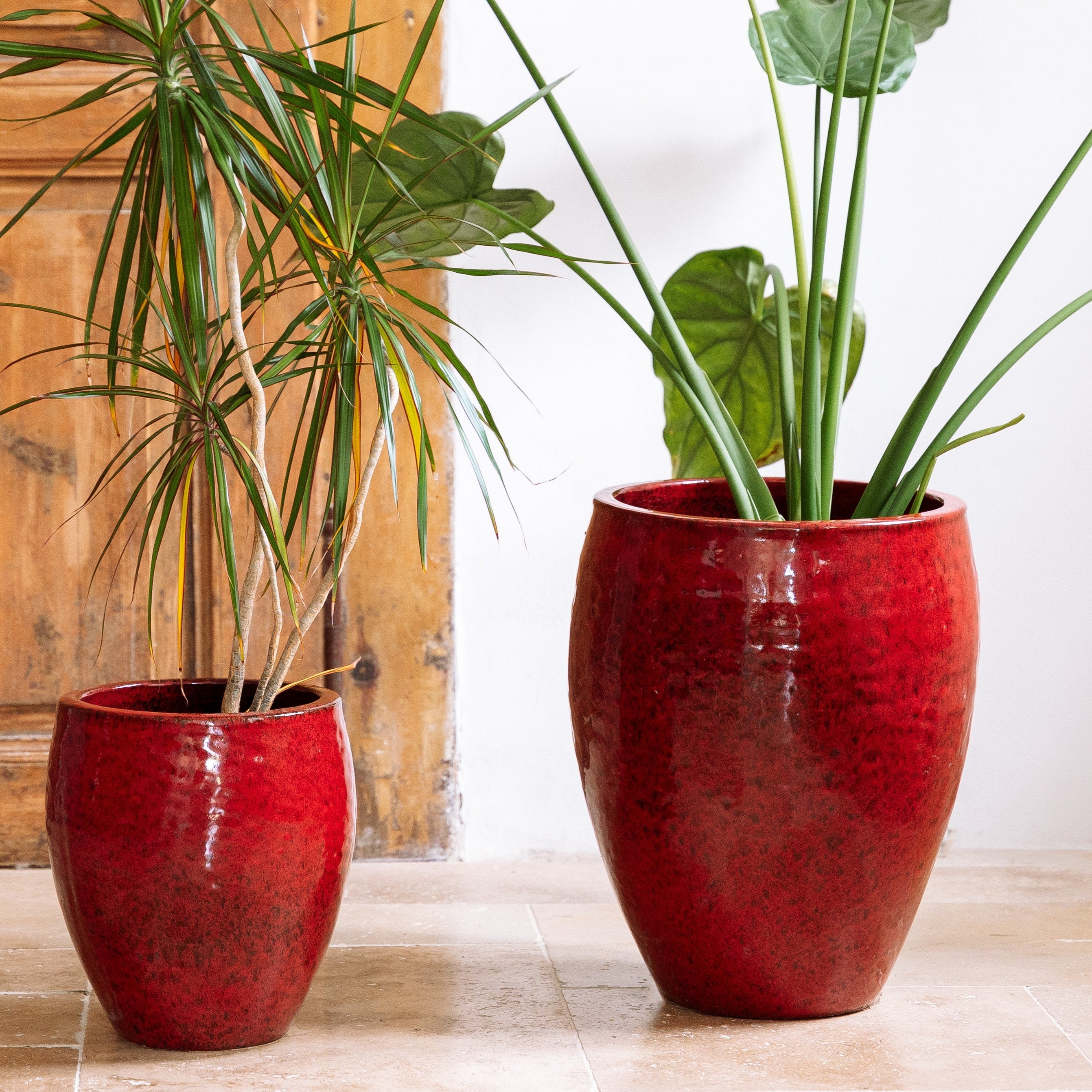 Doniczka ceramiczna Posejdon - tropikalna czerwień