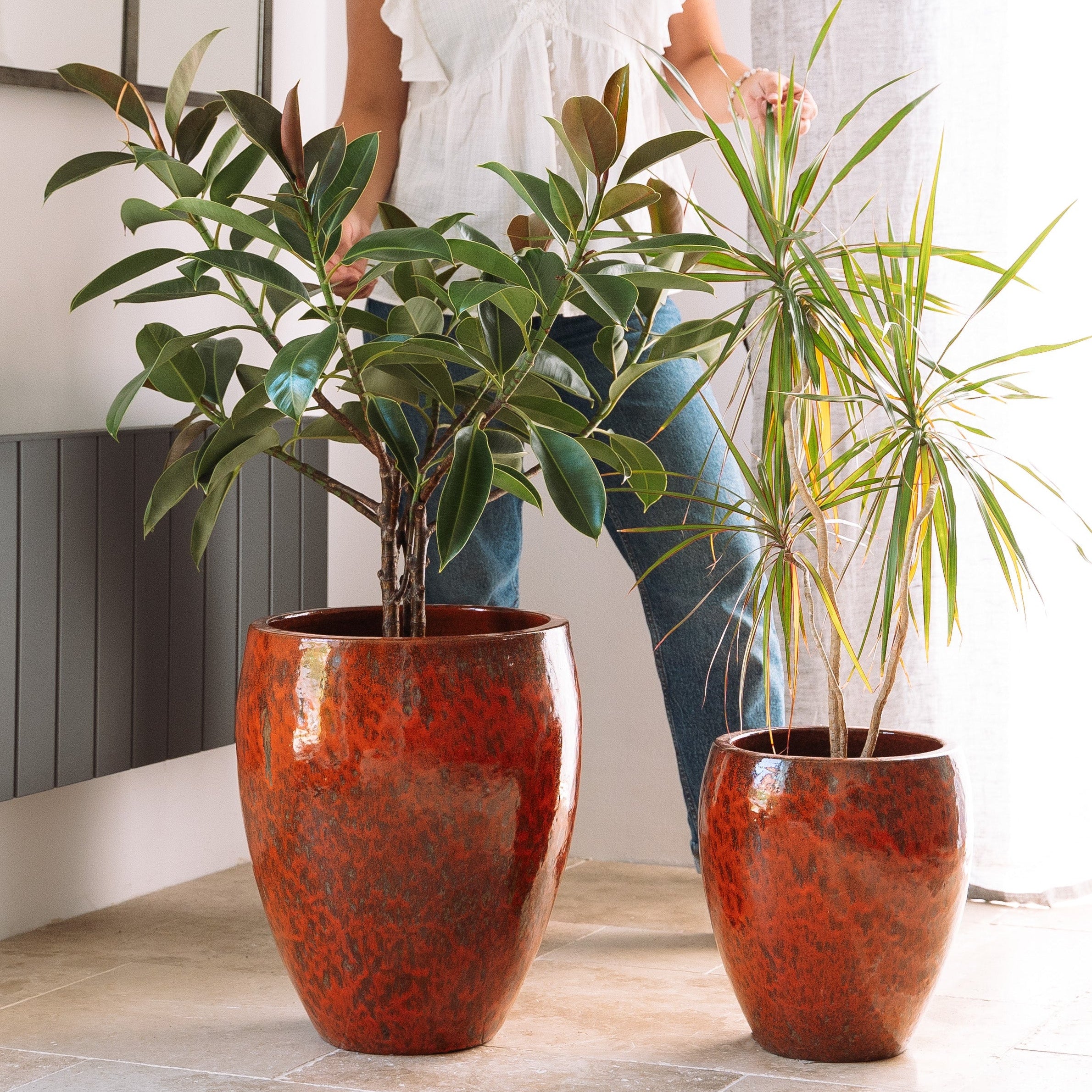 Keramický květináč Poseidon - Tropická červená