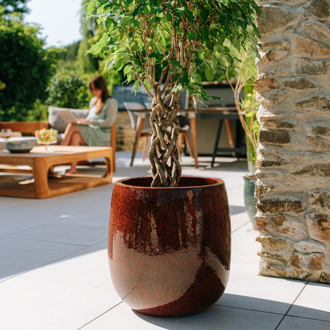 Doniczka ceramiczna SOCRATE - Tropikalna pomarańcza