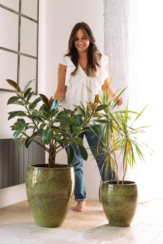 Doniczka ceramiczna Posejdon - Jesienna zieleń