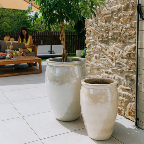 Doniczka ceramiczna BACCHUS - Perłowa