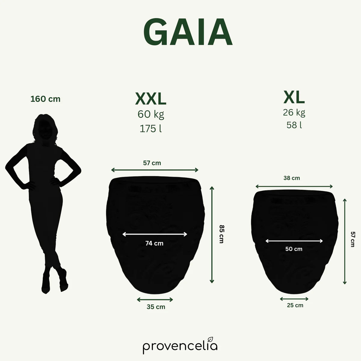 Doniczka ceramiczna Gaia - Kremowa - XXL (80 cm x 85 cm)