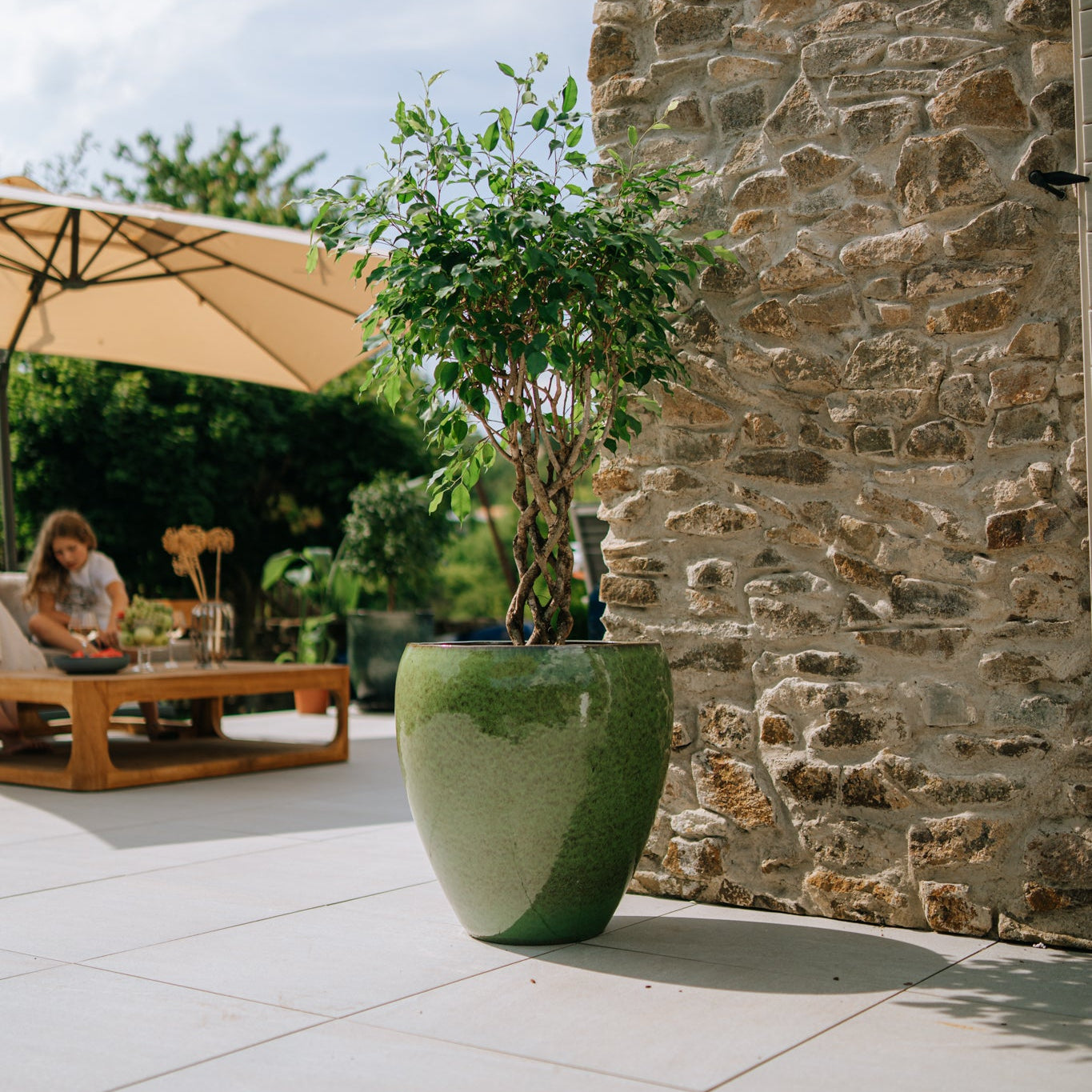 Doniczka ceramiczna LAFONTAINE - Tropikalna zieleń