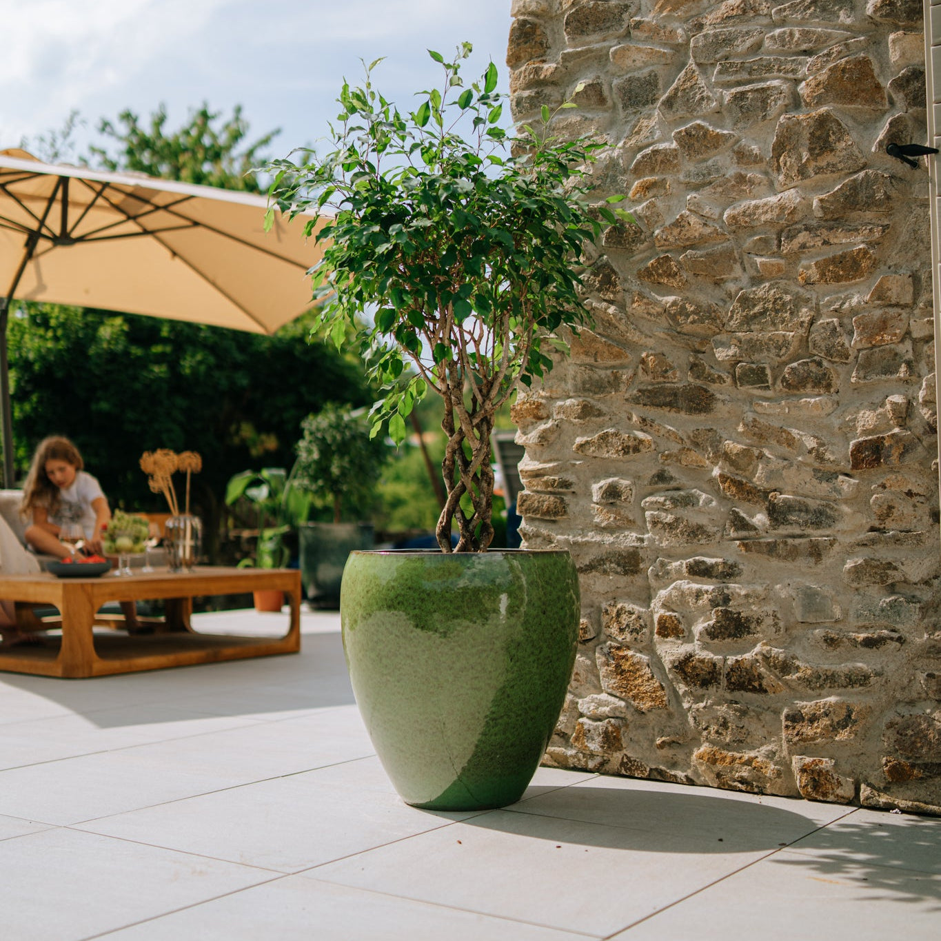 Doniczka ceramiczna LAFONTAINE - Tropikalna zieleń