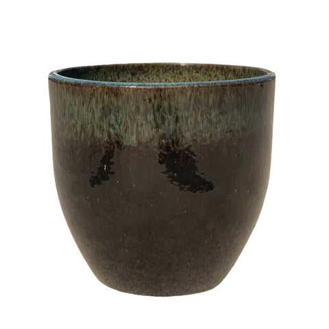 Doniczka ceramiczna LANCELOT - czarno-zielona