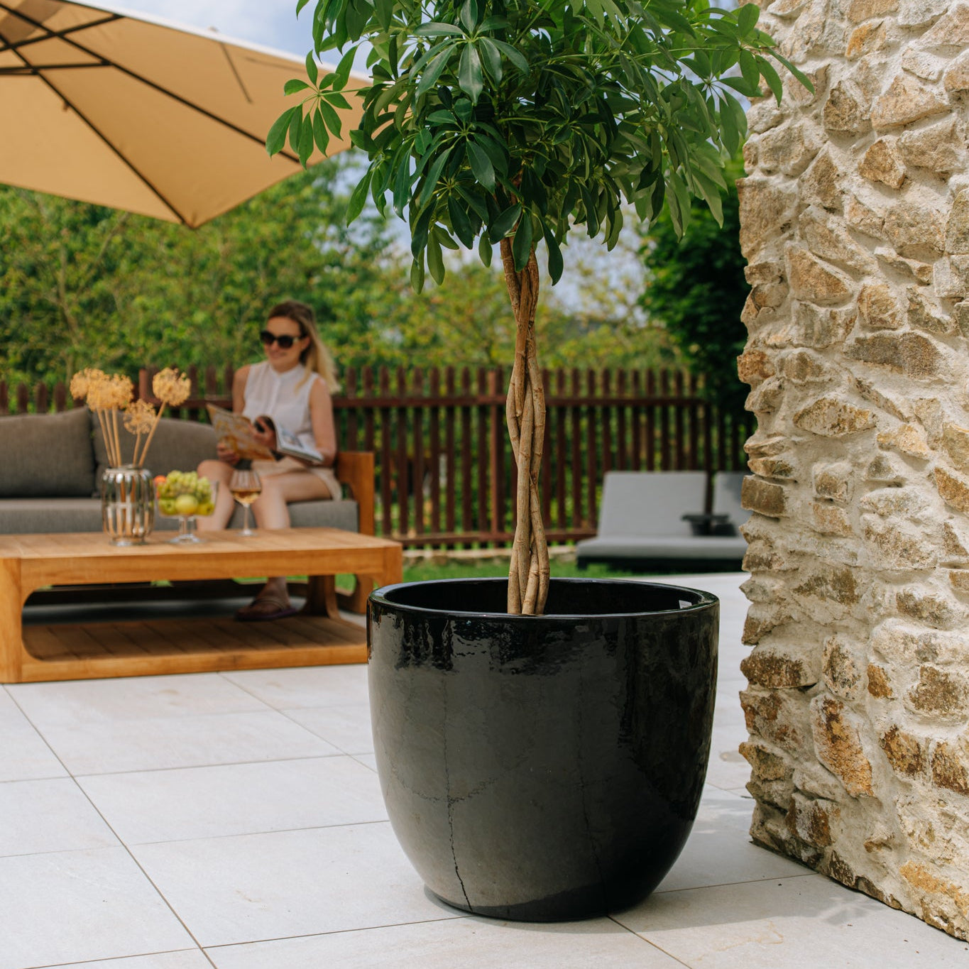 Doniczka ceramiczna LANCELOT - Czarna