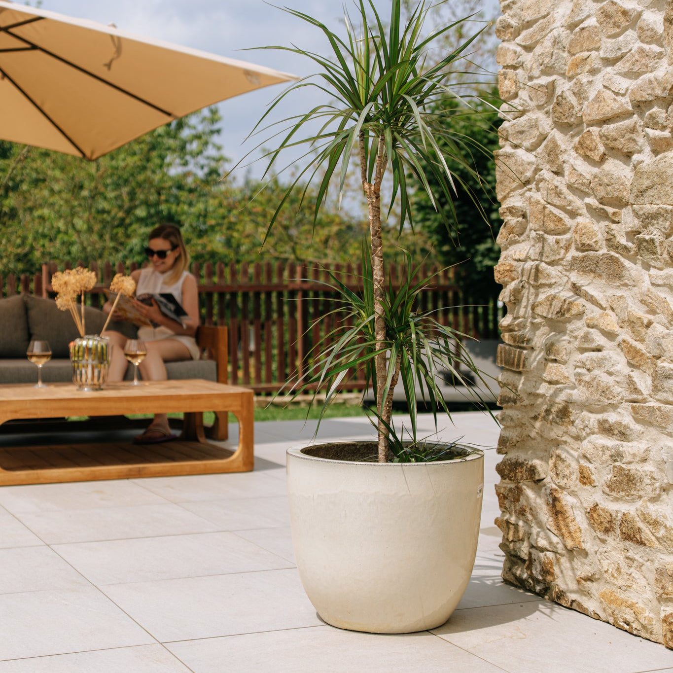 Doniczka ceramiczna LANCELOT - kremowa