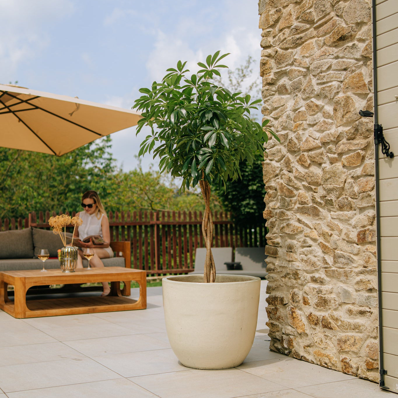 Doniczka ceramiczna LANCELOT - kremowa