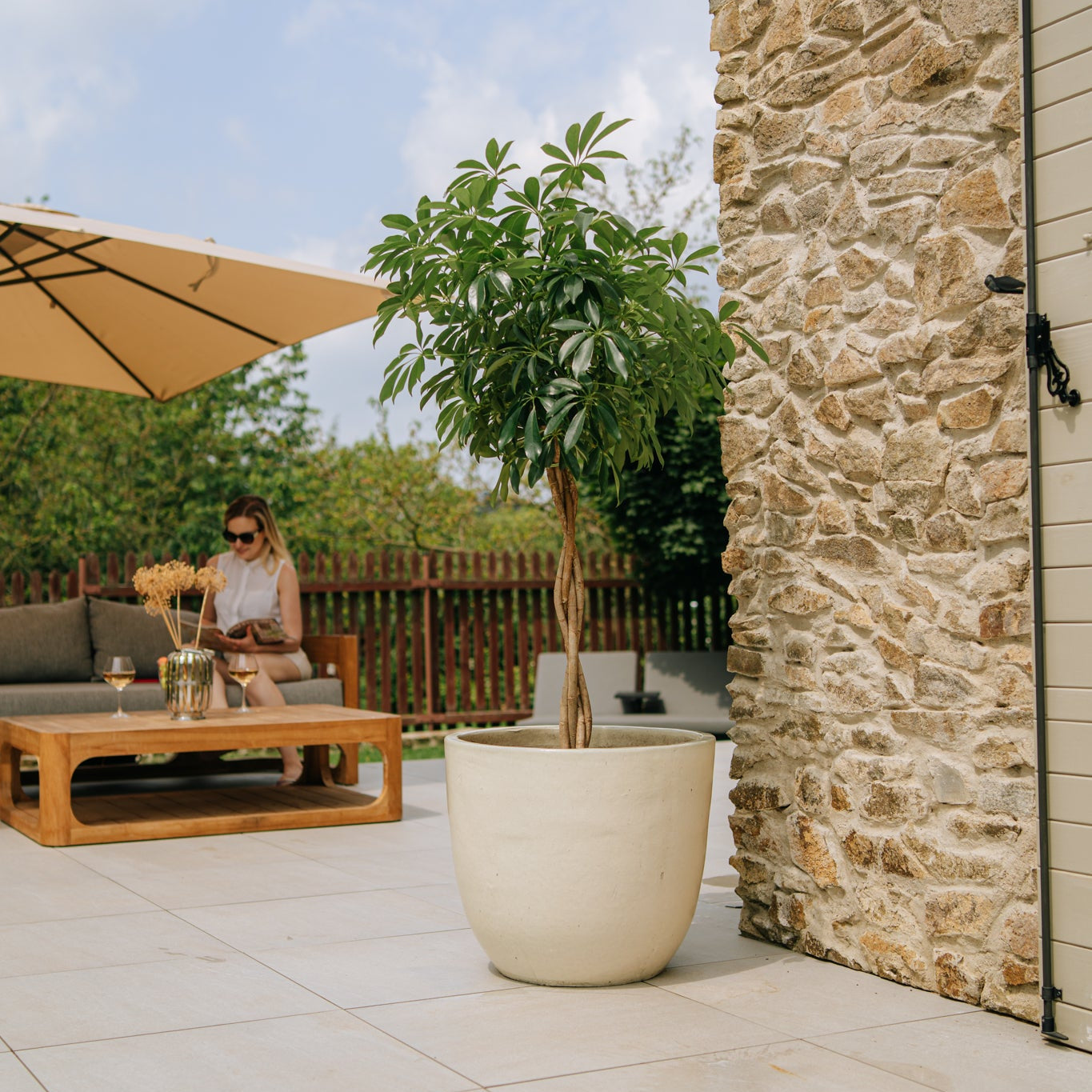 Doniczka ceramiczna LANCELOT - kremowa