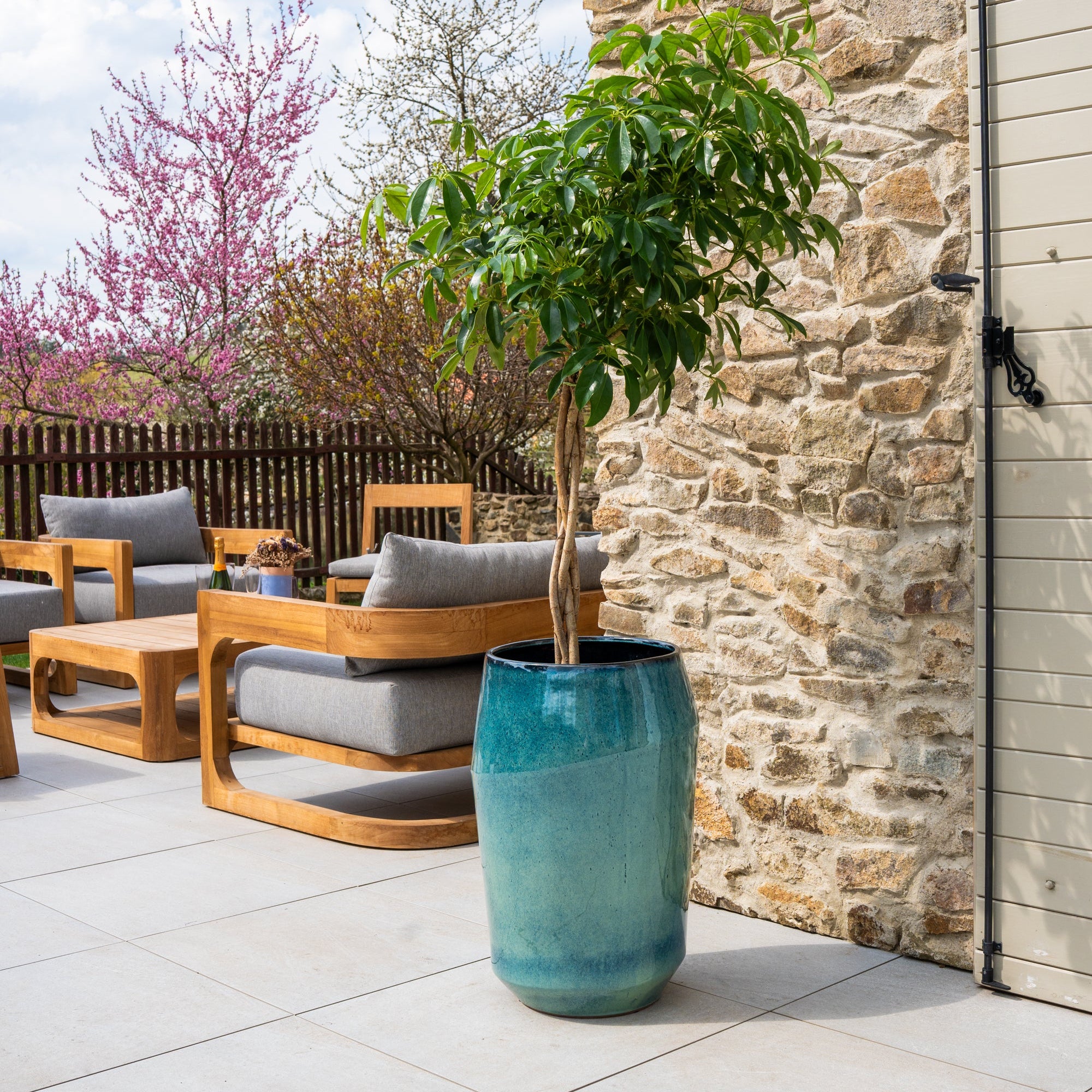 Doniczka ceramiczna Monaco - jasnoniebieska