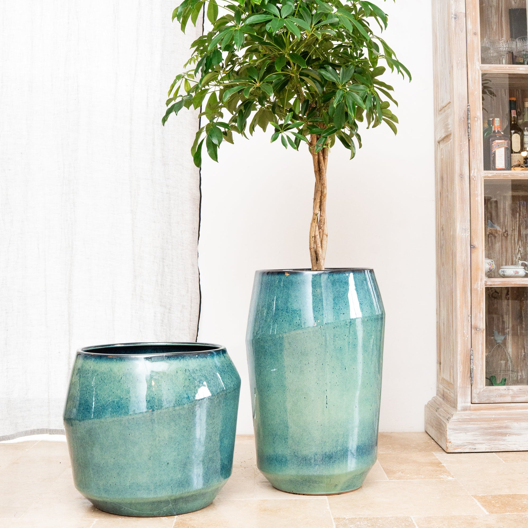 Doniczka ceramiczna Monaco - jasnoniebieska