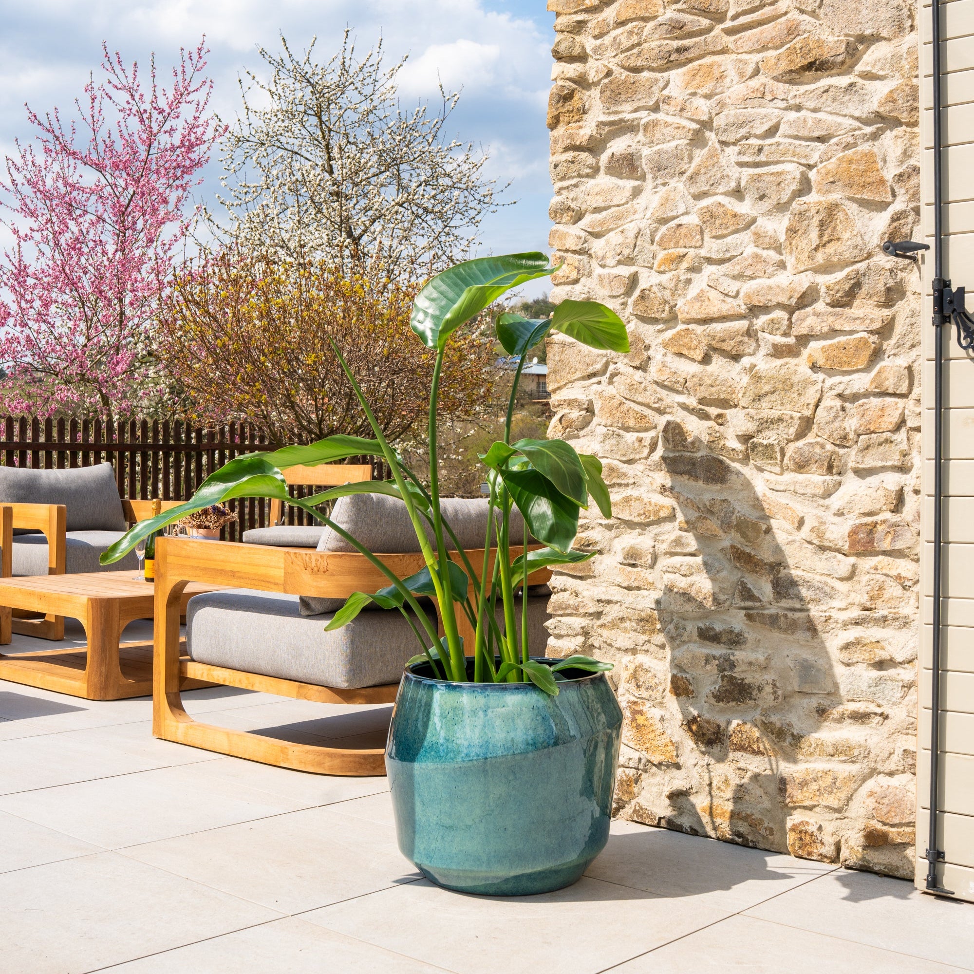 Doniczka ceramiczna Monaco - jasnoniebieska